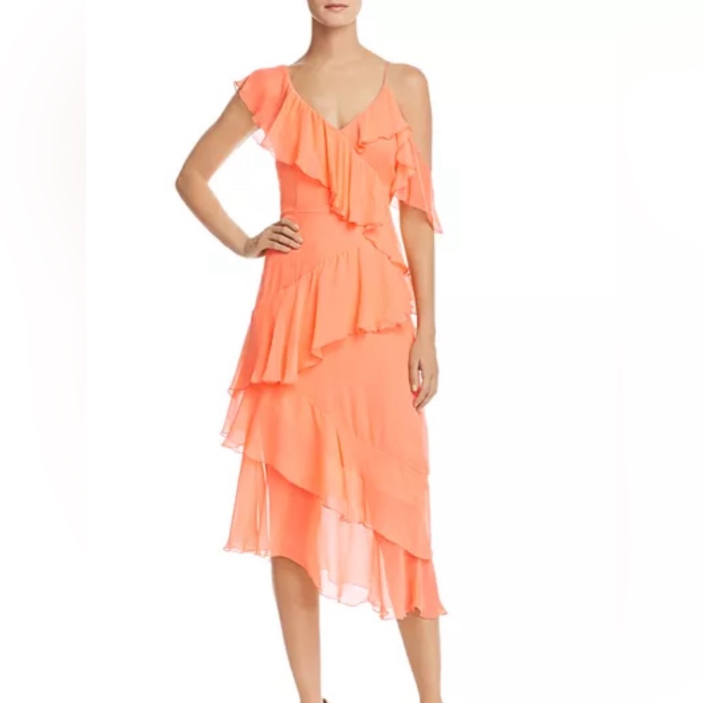 Coral Alice + Olivia dress with ruffles